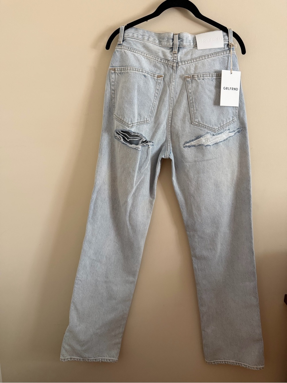 New! GRLFRND Women's High Rise Straight Jeans - Light Blue Wash